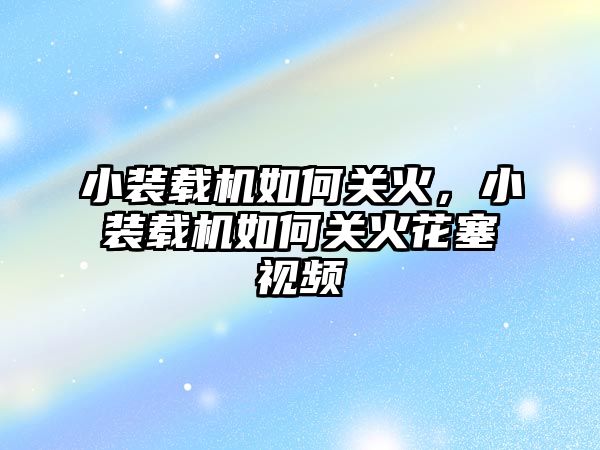 小裝載機如何關火，小裝載機如何關火花塞視頻