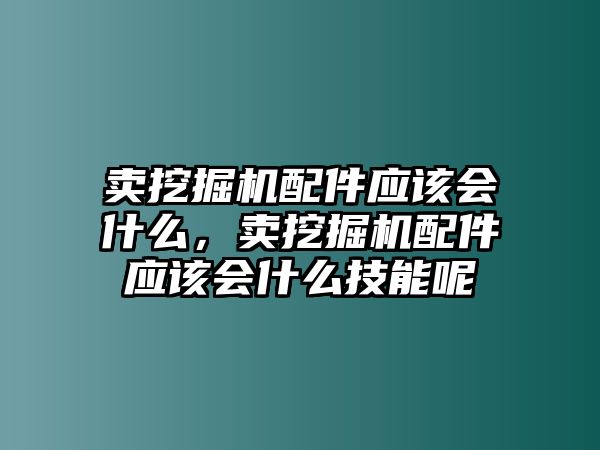 賣挖掘機(jī)配件應(yīng)該會什么，賣挖掘機(jī)配件應(yīng)該會什么技能呢