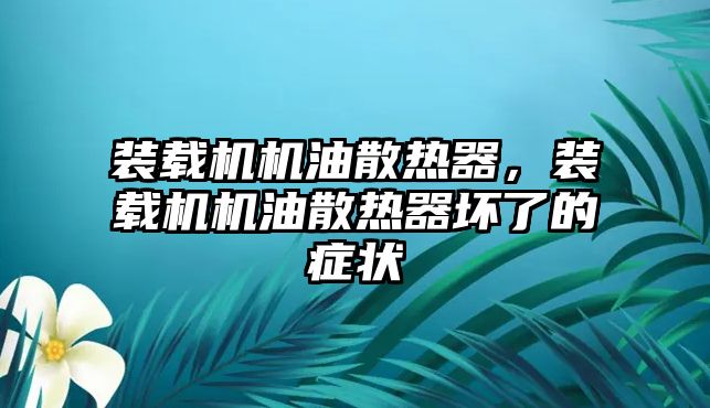 裝載機機油散熱器，裝載機機油散熱器壞了的癥狀