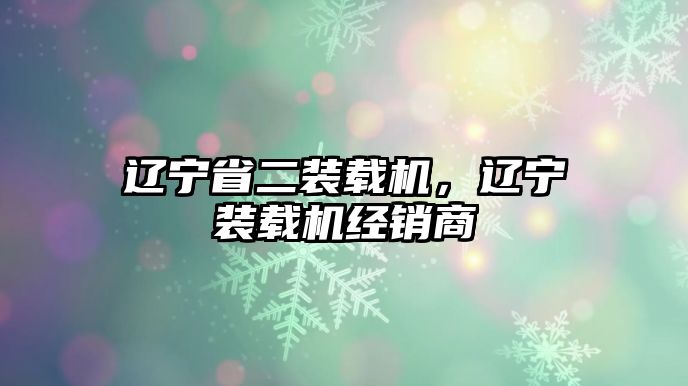 遼寧省二裝載機，遼寧裝載機經(jīng)銷商