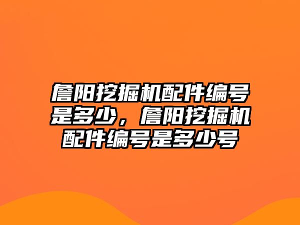 詹陽挖掘機配件編號是多少，詹陽挖掘機配件編號是多少號