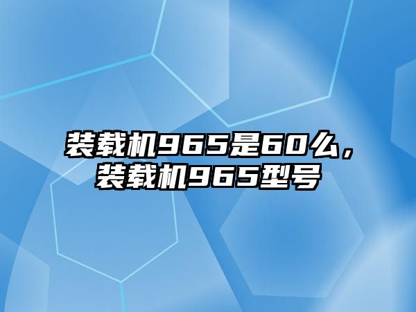 裝載機965是60么，裝載機965型號