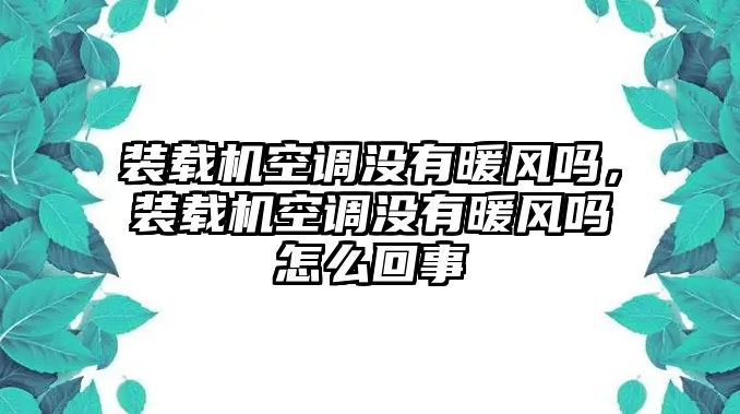 裝載機空調沒有暖風嗎，裝載機空調沒有暖風嗎怎么回事