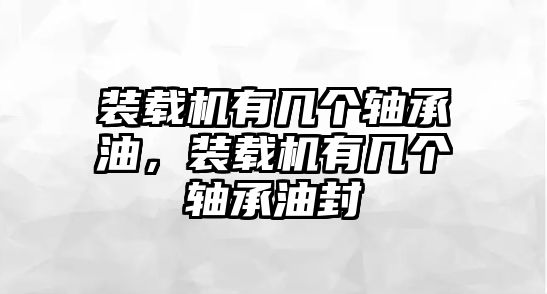 裝載機有幾個軸承油，裝載機有幾個軸承油封