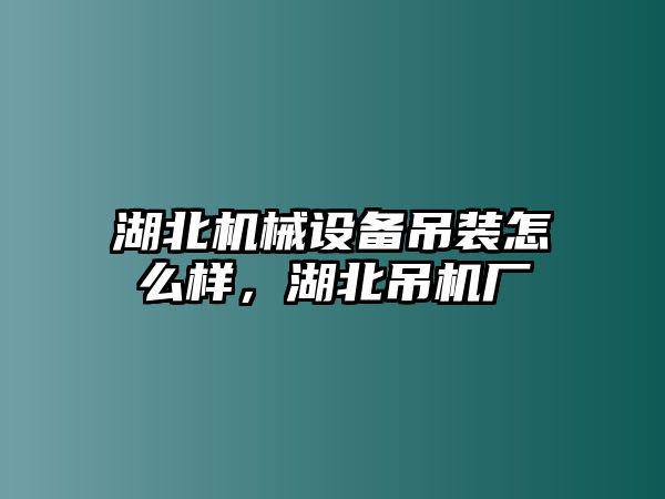 湖北機械設備吊裝怎么樣，湖北吊機廠