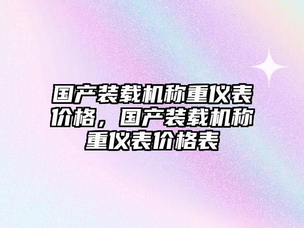 國產(chǎn)裝載機稱重儀表價格，國產(chǎn)裝載機稱重儀表價格表