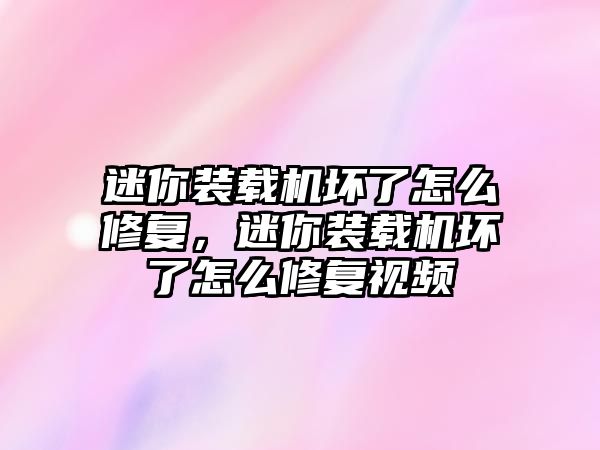 迷你裝載機(jī)壞了怎么修復(fù)，迷你裝載機(jī)壞了怎么修復(fù)視頻