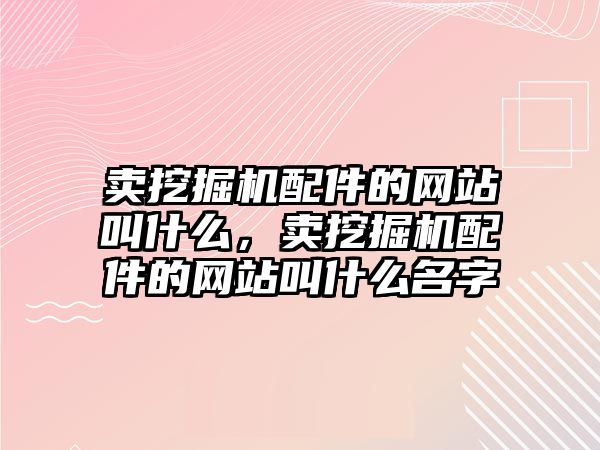 賣挖掘機配件的網站叫什么，賣挖掘機配件的網站叫什么名字