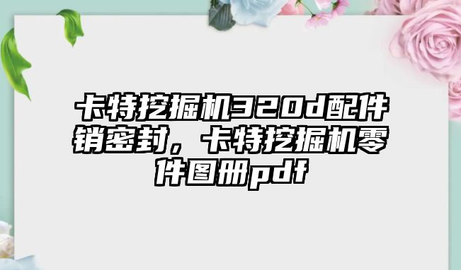 卡特挖掘機320d配件銷密封，卡特挖掘機零件圖冊pdf