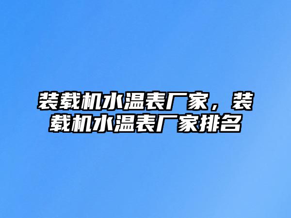 裝載機(jī)水溫表廠家，裝載機(jī)水溫表廠家排名