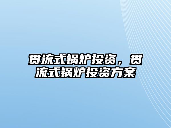 貫流式鍋爐投資，貫流式鍋爐投資方案