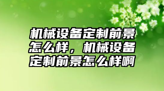 機(jī)械設(shè)備定制前景怎么樣，機(jī)械設(shè)備定制前景怎么樣啊