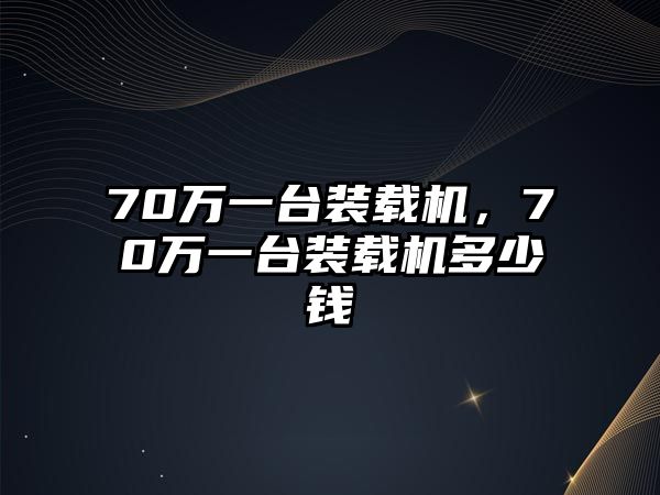 70萬一臺裝載機，70萬一臺裝載機多少錢