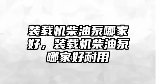 裝載機柴油泵哪家好，裝載機柴油泵哪家好耐用