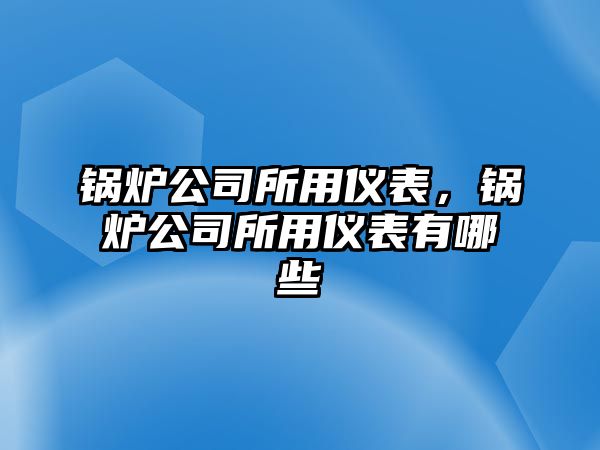 鍋爐公司所用儀表，鍋爐公司所用儀表有哪些