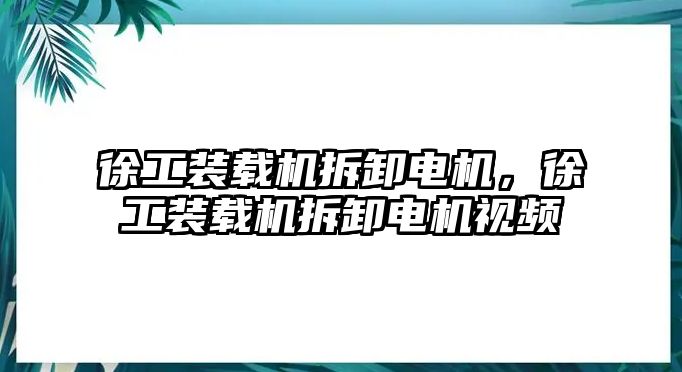 徐工裝載機拆卸電機，徐工裝載機拆卸電機視頻