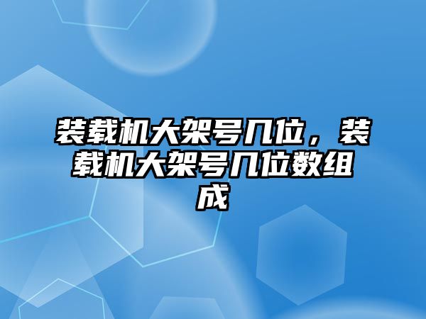 裝載機大架號幾位，裝載機大架號幾位數(shù)組成