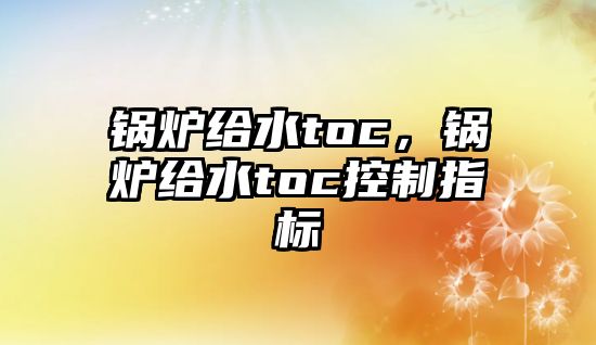 鍋爐給水toc，鍋爐給水toc控制指標(biāo)