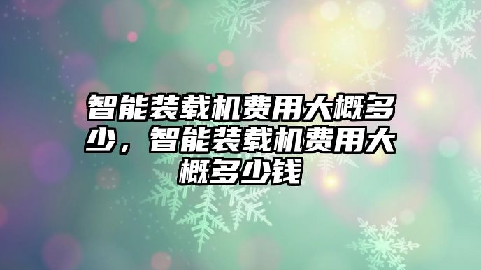 智能裝載機(jī)費(fèi)用大概多少，智能裝載機(jī)費(fèi)用大概多少錢