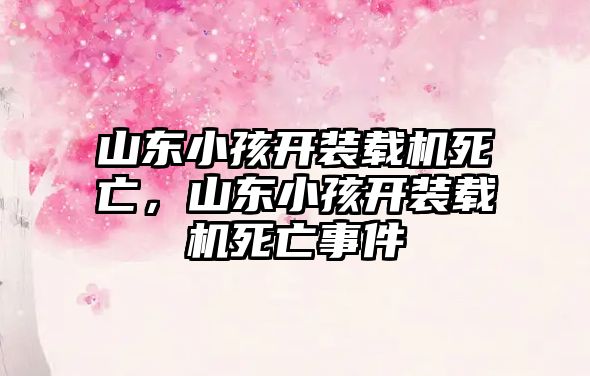 山東小孩開裝載機(jī)死亡，山東小孩開裝載機(jī)死亡事件