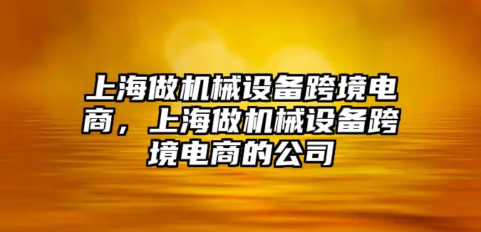 上海做機械設(shè)備跨境電商，上海做機械設(shè)備跨境電商的公司