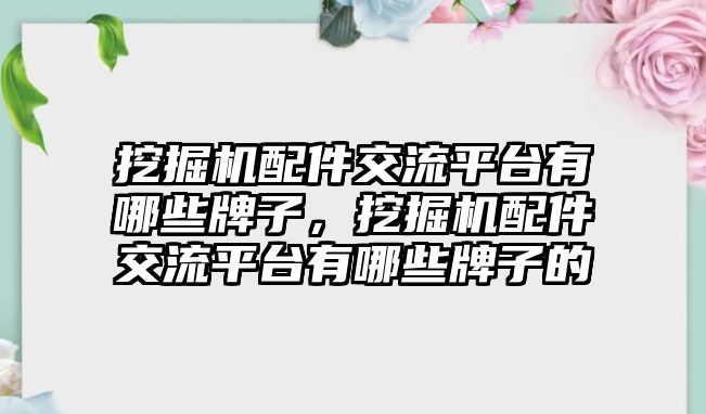 挖掘機配件交流平臺有哪些牌子，挖掘機配件交流平臺有哪些牌子的