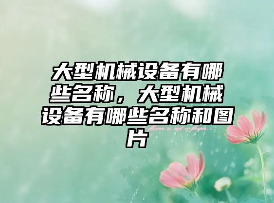 大型機械設(shè)備有哪些名稱，大型機械設(shè)備有哪些名稱和圖片