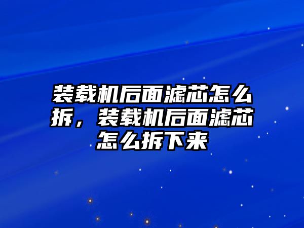 裝載機(jī)后面濾芯怎么拆，裝載機(jī)后面濾芯怎么拆下來