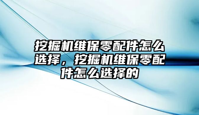 挖掘機(jī)維保零配件怎么選擇，挖掘機(jī)維保零配件怎么選擇的