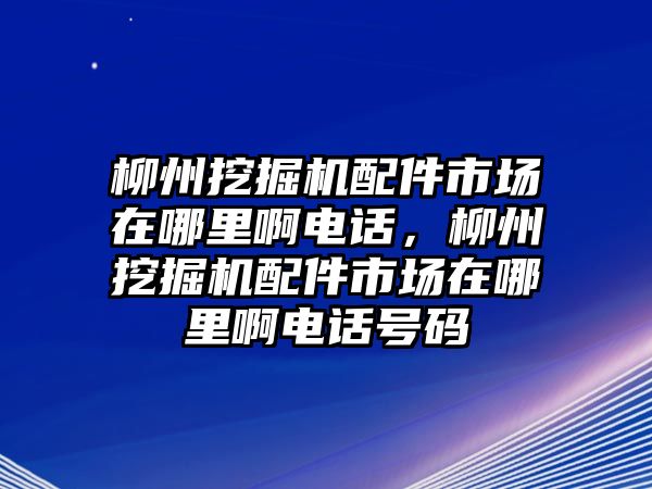 柳州挖掘機配件市場在哪里啊電話，柳州挖掘機配件市場在哪里啊電話號碼