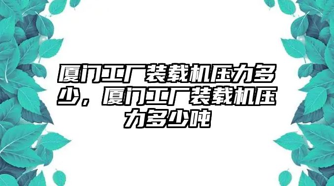 廈門工廠裝載機壓力多少，廈門工廠裝載機壓力多少噸