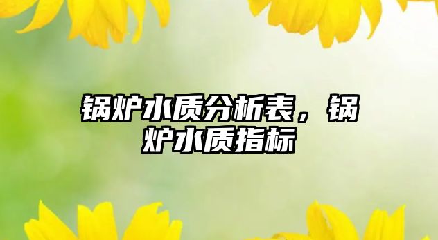 鍋爐水質(zhì)分析表，鍋爐水質(zhì)指標(biāo)