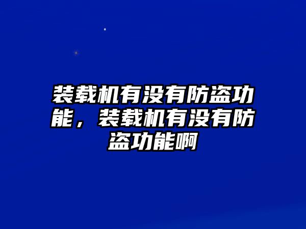 裝載機有沒有防盜功能，裝載機有沒有防盜功能啊