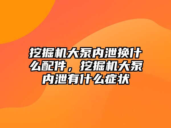 挖掘機大泵內(nèi)泄換什么配件，挖掘機大泵內(nèi)泄有什么癥狀