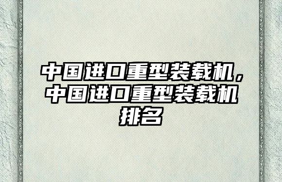 中國進口重型裝載機，中國進口重型裝載機排名