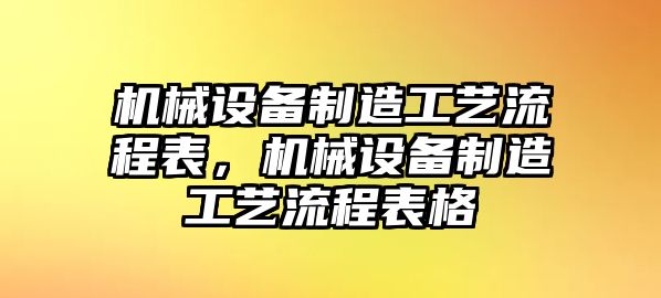 機械設(shè)備制造工藝流程表，機械設(shè)備制造工藝流程表格