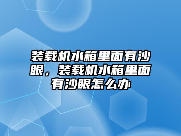 裝載機(jī)水箱里面有沙眼，裝載機(jī)水箱里面有沙眼怎么辦