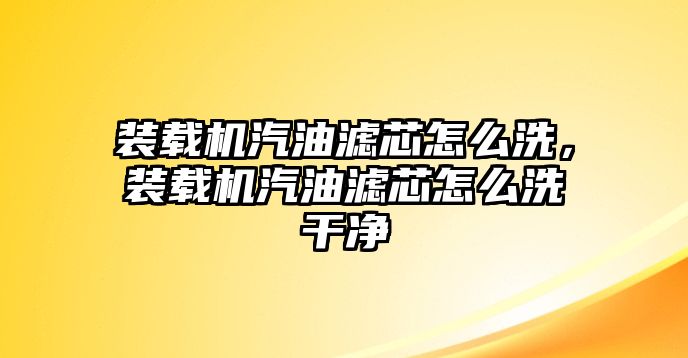 裝載機(jī)汽油濾芯怎么洗，裝載機(jī)汽油濾芯怎么洗干凈