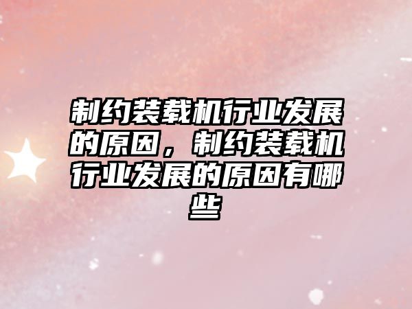 制約裝載機行業(yè)發(fā)展的原因，制約裝載機行業(yè)發(fā)展的原因有哪些