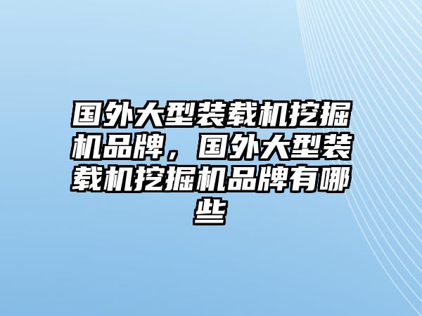 國(guó)外大型裝載機(jī)挖掘機(jī)品牌，國(guó)外大型裝載機(jī)挖掘機(jī)品牌有哪些