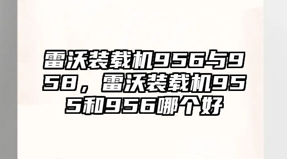 雷沃裝載機956與958，雷沃裝載機955和956哪個好