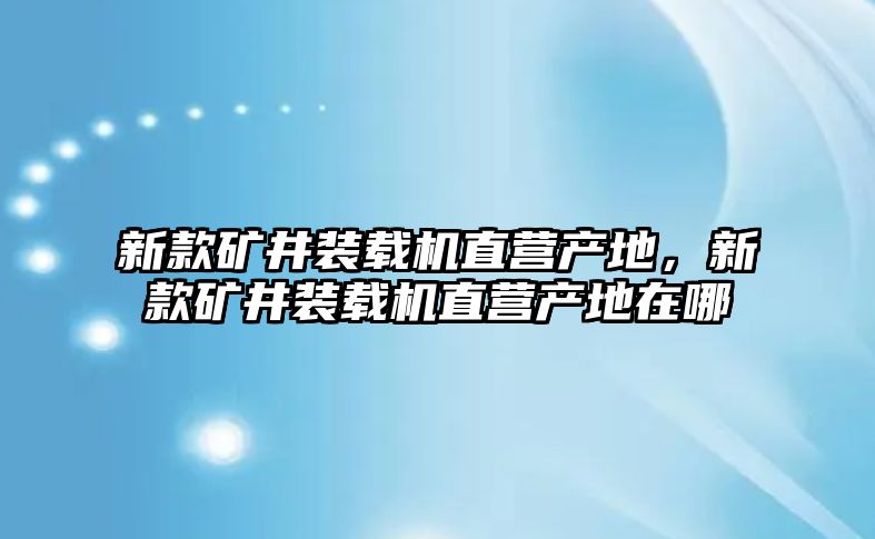 新款礦井裝載機直營產(chǎn)地，新款礦井裝載機直營產(chǎn)地在哪