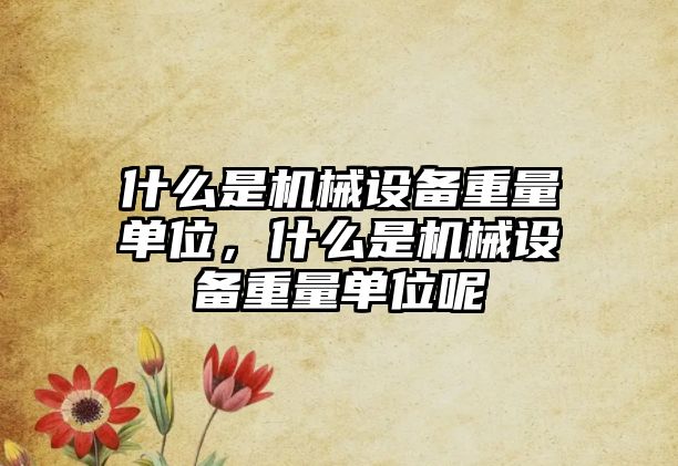 什么是機械設備重量單位，什么是機械設備重量單位呢