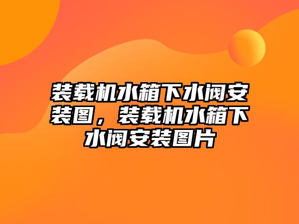 裝載機水箱下水閥安裝圖，裝載機水箱下水閥安裝圖片