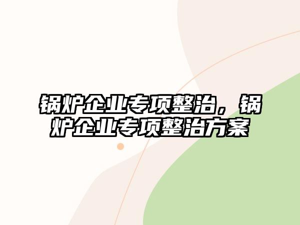 鍋爐企業(yè)專項(xiàng)整治，鍋爐企業(yè)專項(xiàng)整治方案