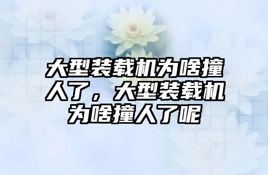 大型裝載機(jī)為啥撞人了，大型裝載機(jī)為啥撞人了呢