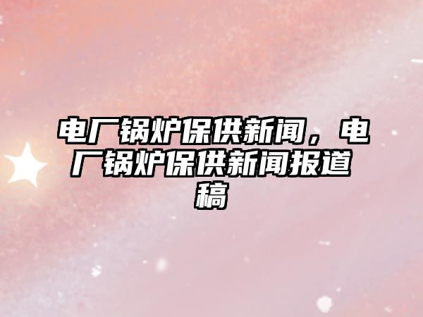 電廠鍋爐保供新聞，電廠鍋爐保供新聞報道稿