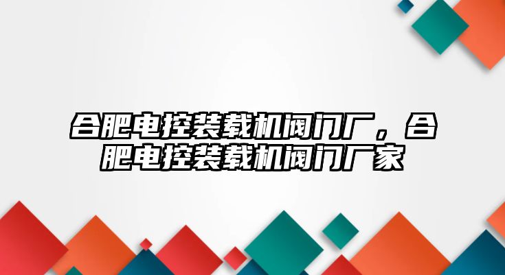 合肥電控裝載機閥門廠，合肥電控裝載機閥門廠家