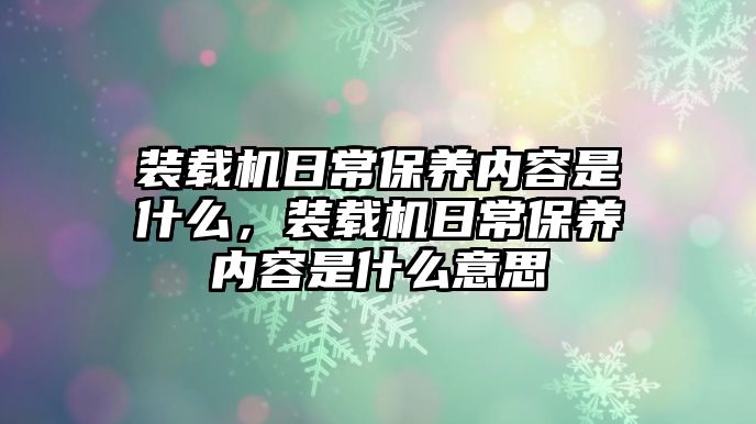 裝載機(jī)日常保養(yǎng)內(nèi)容是什么，裝載機(jī)日常保養(yǎng)內(nèi)容是什么意思