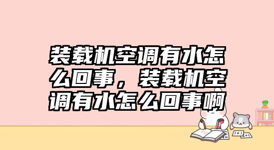 裝載機空調(diào)有水怎么回事，裝載機空調(diào)有水怎么回事啊